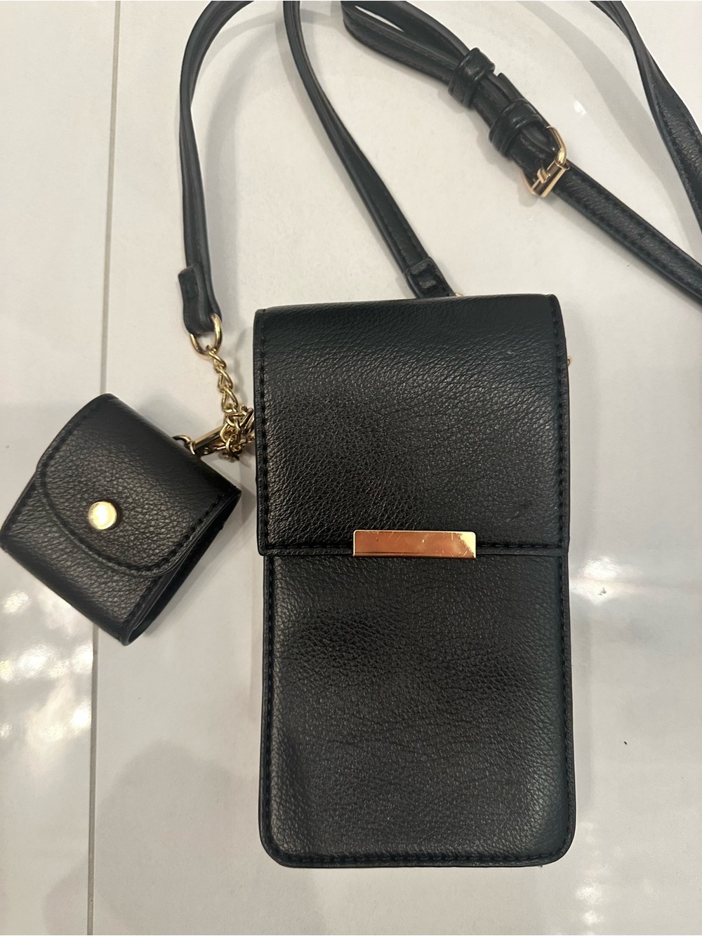 Black Crossbody Phone Bag with Coin Pouch